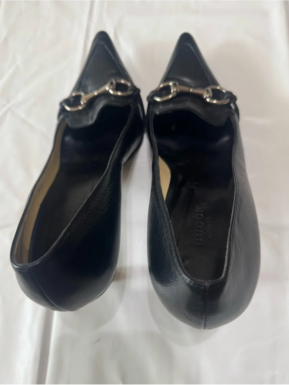 Gucci Black Leather Pointed-Toe Heels with Horsebit Detail - Picture 2 of 4